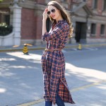 Veri Gude Long Plaid Shirt Dress Long Sleeve Women Cotton Long Shirtdress for Autumn Side Slit Women's dress plus size S-XXL