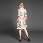 Vestido 2015 New Fashion Autumn Women Slim Dress Designer Runway Brand Jacquard Floral Print Casual Dress