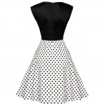 Vestido De Festa Vintage Women Skater Dress Floral Print Polka Dot Square Neck Sleeveless High Waist Retro Party Pleated Dress