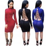 Vestidos 2016 Women Party Dresses Cotton Stretch  Long Sleeve Sexy Club Winter Dress Bodycon Bandage Dress