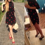 Vestidos Femininos 2016 Autumn Cute Red Lips Print Stand Collar lined Dresses Women Chiffon Dress with Sashes Plus Size S-4XL