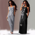 Vestidos Long Summer Dress Beach Cat Printed Bodycon Women Dress 2016 Summer Dress Plus Size Women Clothing Maxi Dress