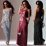 Vestidos Long Summer Dress Beach Cat Printed Bodycon Women Dress 2016 Summer Dress Plus Size Women Clothing Maxi Dress