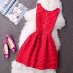 Vestidos Summer Women Dress 2017 New Cute Hollow Out Lace Dress Red A-Line O-Neck Sleeveless Casual Party Evening Elegant Dress