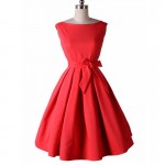 Vestidos Women Dress Pinup Vintage 50s Retro Rockabilly Club Dress Party Dresses Sleeveless Bow Red Black Pleated Dress