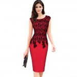 Vestidos Womens Elegant Vintage Floral Crochet Charming Pinup Casual Work Office Party Evening Sheath Bodycon Pencil Dress 139