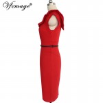 Vfemage 2017 Womens Elegant Ruffle Ruched Slim Tunic Belted Vintage Casual Wear To Work Office Bodycon Fitted Pencil Dress 6191