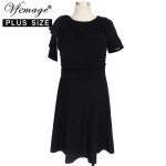 Vfemage (Plus Size) Womens Elegant Ruffle Sleeve Ruched Casual Party Office Fitted Slim Bodycon A-Line Dress 2786