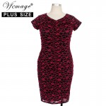 Vfemage (Plus Size) Womens Summer Elegant Floral Lace Wear to Work Office Casual Party Sheath Pencil Fitted Bodycon Dress 2797