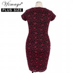 Vfemage (Plus Size) Womens Summer Elegant Floral Lace Wear to Work Office Casual Party Sheath Pencil Fitted Bodycon Dress 2797