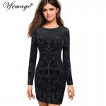 Vfemage Sexy Cool Chic Elegant Retro Brocaded Velvet Slim Girl Ladies Casual Party Club Pencil Sheath Bodycon Dress 4593