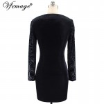 Vfemage Sexy Cool Chic Elegant Retro Brocaded Velvet Slim Girl Ladies Casual Party Club Pencil Sheath Bodycon Dress 4593