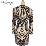 Vfemage Sexy Geometry Printed Ladies Fashion Long Sleeve Slim Tunic Cool Chic Casual Party Club Bodycon Short Mini Dress 4617