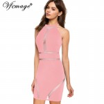 Vfemage Sexy See Through Mesh High Waist Fashion Womens Ladies Slim Cool Chic Casual Party Evening Bodycon Short Mini Dress 4555