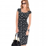 Vfemage Women Belted Elegant Floral Print Check Cap Sleeve Tunic Work Business Casual Party Pencil Sheath Wiggle Dress 288