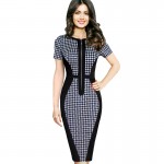 Vfemage Women Elegant Sexy Optical Illusion Front Zipper Slim Wear To Work Office Business Casual Party Fitted Sheath Dress 1897