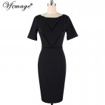 Vfemage Women Elegant Short Sleeve Summer Slim Tunic Casual Wear To Work Business Office Bodycon Pencil Sheath Dress 4689