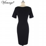 Vfemage Women Elegant Short Sleeve Summer Slim Tunic Casual Wear To Work Business Office Bodycon Pencil Sheath Dress 4689