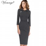 Vfemage Women Elegant Vintage 2018 Spring Autumn Slim Casual Wear To Work Business Office Party Bodycon Pencil Sheath Dress 4423