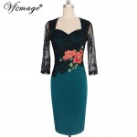 Vfemage Women Embroidered Floral See Through Lace Party Evening Bridemaid Mother of Bride Special Occasion Embroidery Dress 3198