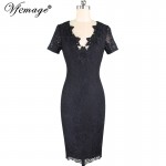 Vfemage Women Sexy Elegant 3D Crochet Flower Lace Party Evening Mother of Bride Work Casual Special Occasion Bodycon Dress 4686