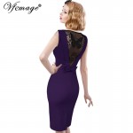 Vfemage Women Sexy Elegant See Through Back Bow Butterfly Lace Party Evening Special Occasion Pencil Vestidos Bodycon Dress 4077