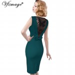 Vfemage Women Sexy Elegant See Through Back Bow Butterfly Lace Party Evening Special Occasion Pencil Vestidos Bodycon Dress 4077