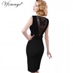 Vfemage Women Sexy Elegant See Through Back Bow Butterfly Lace Party Evening Special Occasion Pencil Vestidos Bodycon Dress 4077