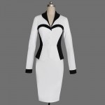 Vfemage Women's Elegant Lapel Colorblock Optical Illusion Patchwork Faux Twinset Wear to Work Office Sheath Bodycon Dress 1506