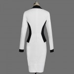 Vfemage Women's Elegant Lapel Colorblock Optical Illusion Patchwork Faux Twinset Wear to Work Office Sheath Bodycon Dress 1506