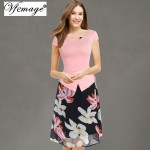 Vfemage Womens 2016 Floral Print Patchwork Button Cap Sleeve Casual Party Work Bodycon Skater A-Line Summer office Dress 3155