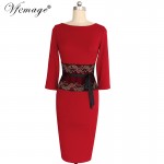 Vfemage Womens Autumn Winter Elegant Vintage Lace Tunic Casual Work Office Party Pencil Sheath Bodycon Vestidos Dress 4290