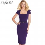 Vfemage Womens Celebrity Elegant Vintage Belted Pinup Wear To Work Office Business Casual Party Fitted Bodycon Pencil Dress 6139