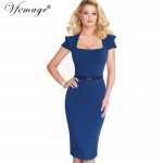 Vfemage Womens Celebrity Elegant Vintage Belted Pinup Wear To Work Office Business Casual Party Fitted Bodycon Pencil Dress 6139