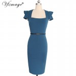 Vfemage Womens Celebrity Elegant Vintage Belted Pinup Wear To Work Office Business Casual Party Fitted Bodycon Pencil Dress 6139