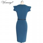 Vfemage Womens Celebrity Elegant Vintage Belted Pinup Wear To Work Office Business Casual Party Fitted Bodycon Pencil Dress 6139