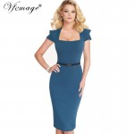 Vfemage Womens Celebrity Elegant Vintage Belted Pinup Wear To Work Office Business Casual Party Fitted Bodycon Pencil Dress 6139