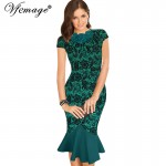 Vfemage Womens Elegant 1950s Vintage Flower Lace Fitted Stretch Bodycon Formal Party Mermaid Pencil Sheath Wiggle Dress 988