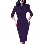 Vfemage Womens Elegant 1950s Vintage Pinup Retro Rockabilly 3/4 Sleeve Bow Party Work Sheath Bodycon Wiggle Pencil Dress 142