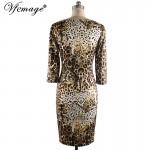 Vfemage Womens Elegant Autumn Leopard Cat Print Sexy V Neck Slim Casual Party Club Pencil Sheath Dress 4073