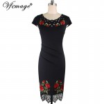 Vfemage Womens Elegant Crochet Lace Embroidery Flower Casual Party Evening Mother of Bride Special Occasion Bodycon Dress 4265