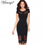 Vfemage Womens Elegant Crochet Lace Embroidery Flower Casual Party Evening Mother of Bride Special Occasion Bodycon Dress 4265