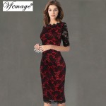 Vfemage Womens Elegant Delicate Floral Lace Casual Party Evening Bodycon Special Occasion Bridesmaid Mother of Bride Dress 2985