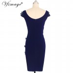 Vfemage Womens Elegant Embroidery Ruched Slim Tunic Casual Party Evening Special Occasion Sheath Pencil Bodycon Dress 4258