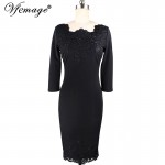 Vfemage Womens Elegant Embroidery Wear To Work Business Party Evening Special Occasion Mother of Bride Bodycon Sheath Dress 3946