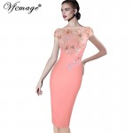 Vfemage Womens Elegant Floral Applique Party Special Occasion Bridesmaid Mother of Bride Pencil Bodycon Dress 3997