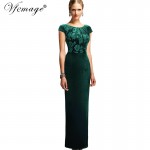 Vfemage Womens Elegant Floral Frill Velvet Formal Evening Party Mother of Bride Special Occasion Bodycon Long Maxi Dress 3963