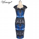 Vfemage Womens Elegant Floral Geometric Printed Colorblock Contrast Tunic Slimming Summer Casual Party Sheath Pencil Dress 3551