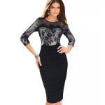 Vfemage Womens Elegant Floral Lace Mesh Patchwork Wear to Work Business Office Party Stretch Bodycon Sheath Pencil Dress 1726