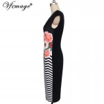 Vfemage Womens Elegant Floral Printed Zig Zag Contrast Colorblock Cap Sleeve Charming Slim Casual Party Pencil Sheath Dress 3018